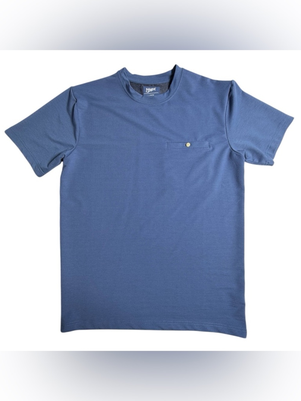 Mugsy T-Shirt Mens Large Blue Short Sleeve Pocket Button Tee Classic